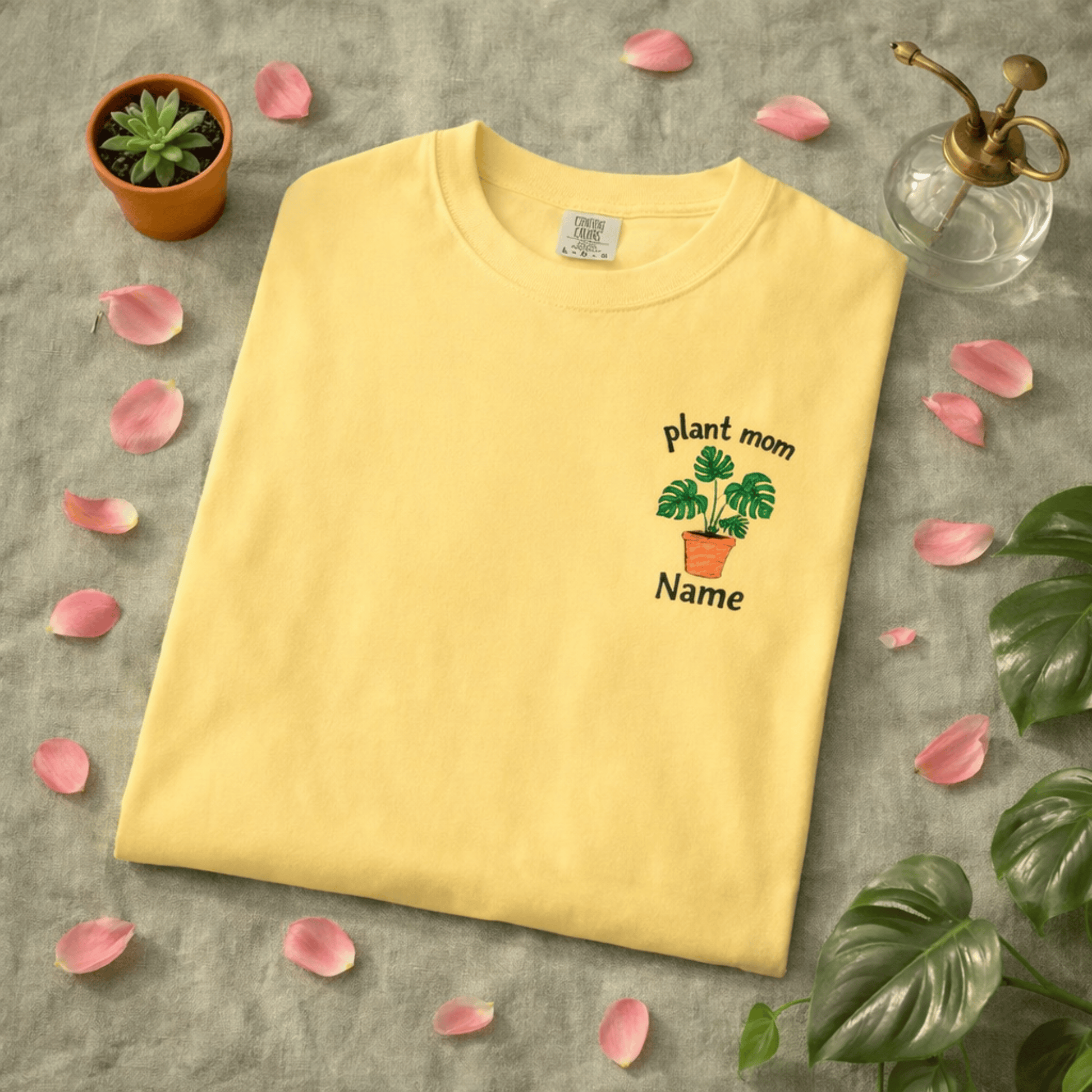 Printify T-Shirt Personalized Plant Mom T-Shirt – Custom Embroidered Plant Lover Gift
