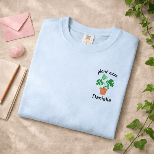 Printify T-Shirt Personalized Plant Mom T-Shirt – Custom Embroidered Plant Lover Gift