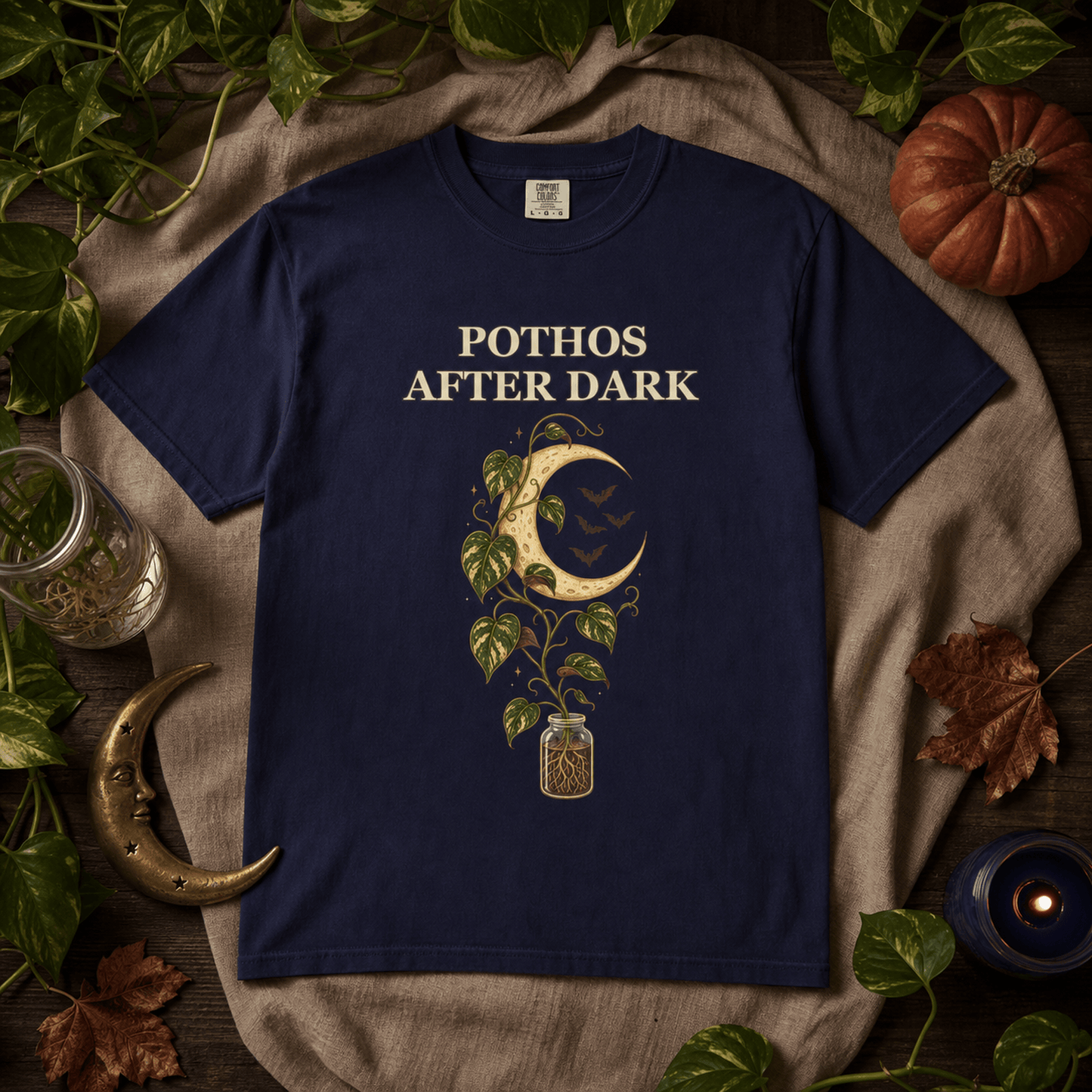 Botanical Vibes T-Shirt Pothos Halloween Shirt - Gothic Botanical Tee