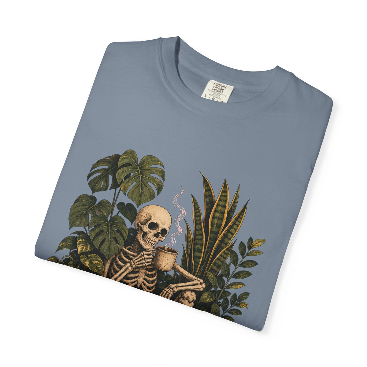 Botanical Vibes T-Shirt Skeleton Coffee Jungle T-Shirt - Plant Lover Halloween Art