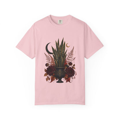 Botanical Vibes T-Shirt Snake Plant Gothic Urn T-Shirt - Dark Botanical Art