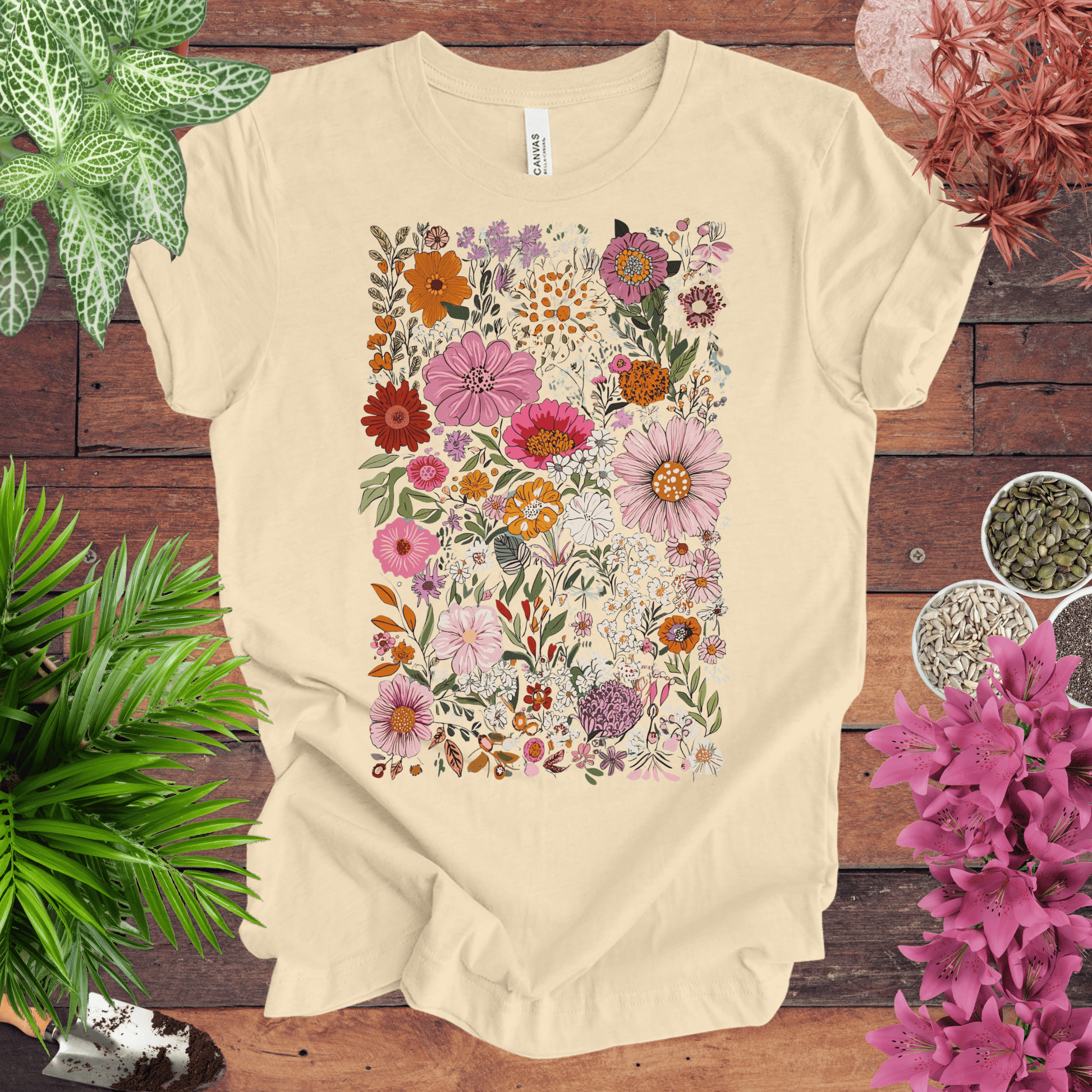 Printify T-Shirt Soft Cream / S Colorful Wildflower Garden T-Shirt