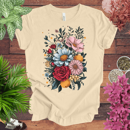 Printify T-Shirt Soft Cream / S Elegant Floral Citrus Arrangement T-Shirt