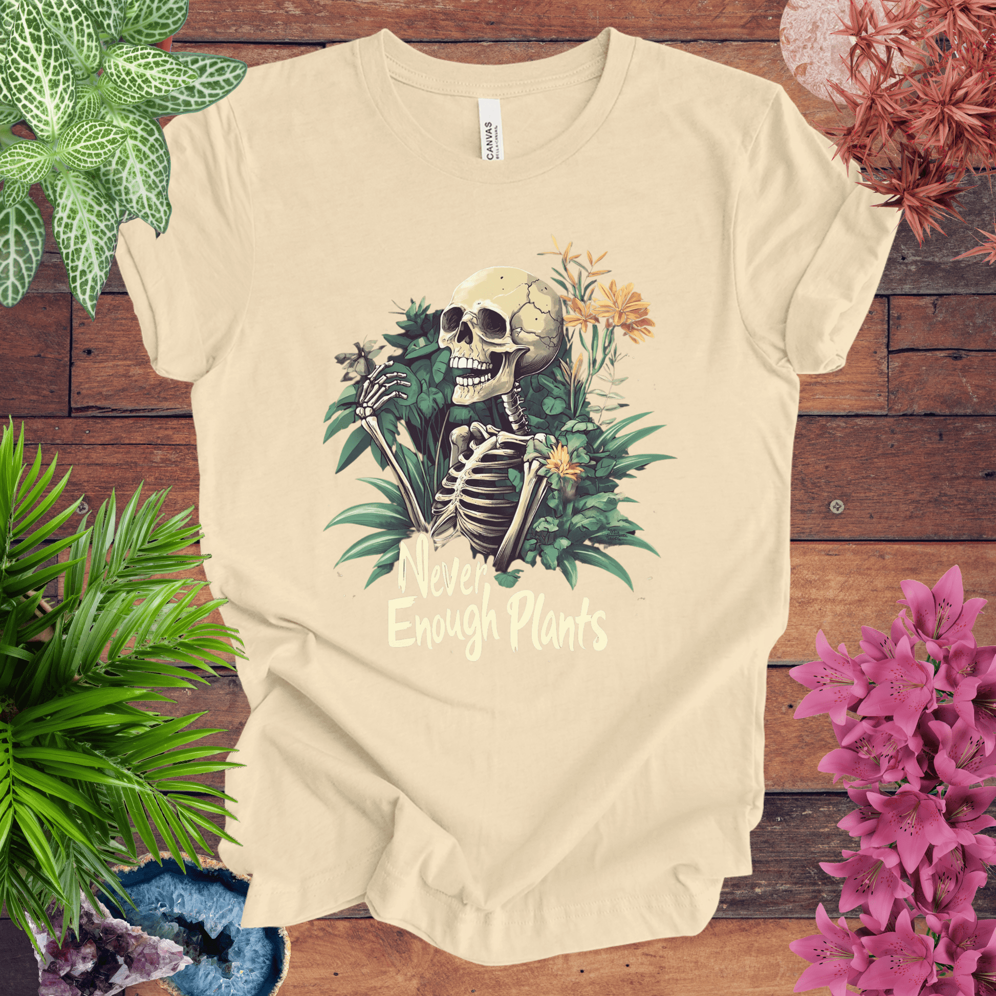 Printify T-Shirt Soft Cream / S Never Enough Plants Skeleton T-Shirt