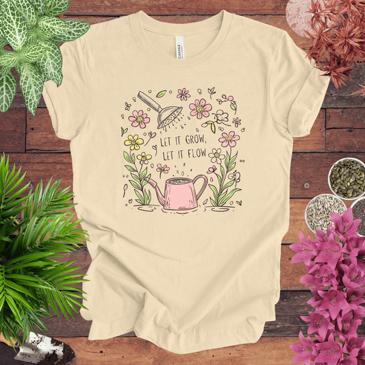 Printify T-Shirt Soft Cream / S Pink Watering Can Floral T-Shirt