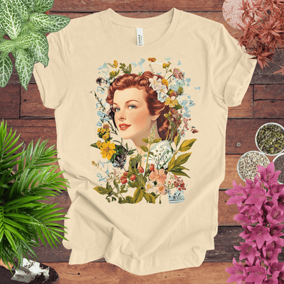 Printify T-Shirt Soft Cream / S Vintage Floral Portrait T-Shirt