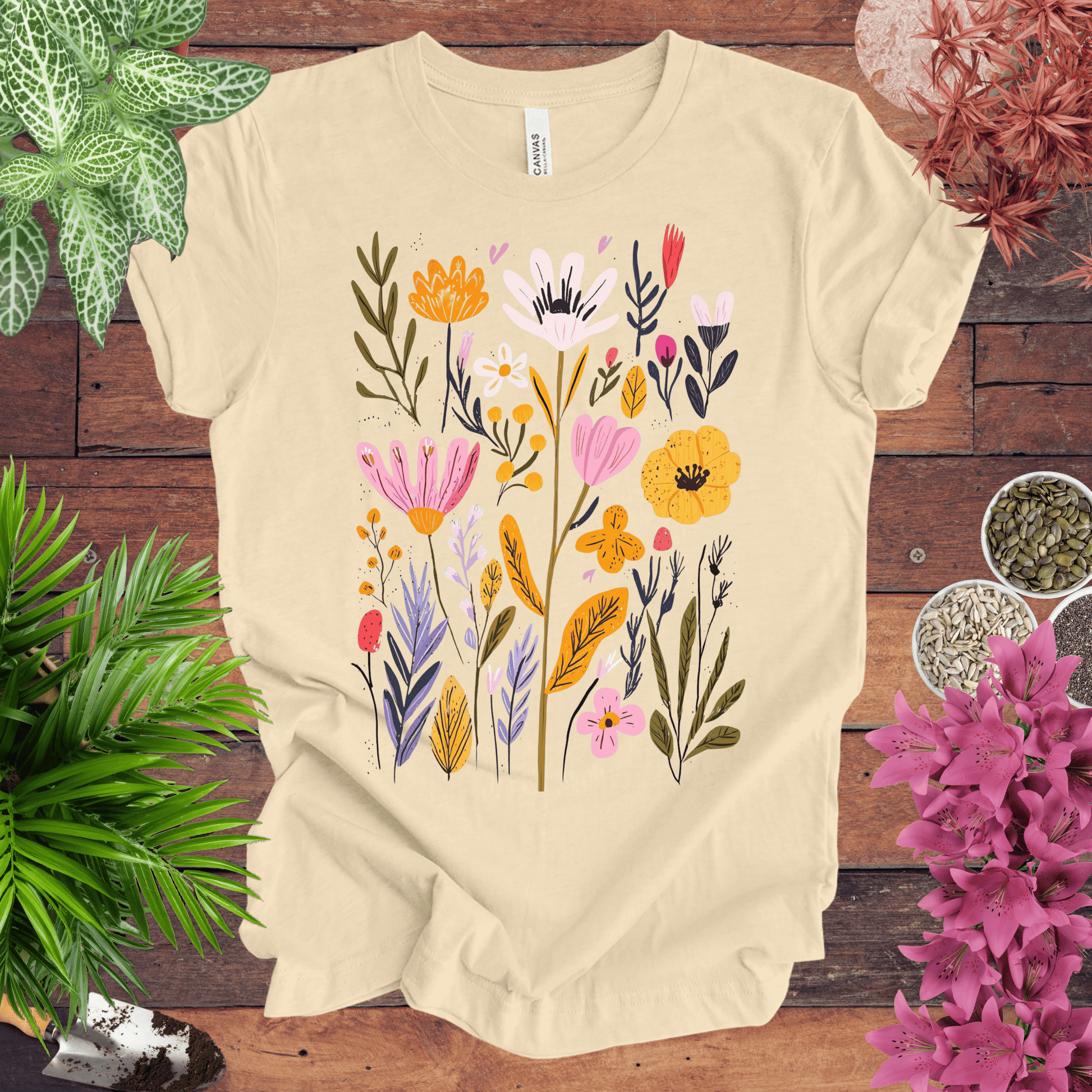 Printify T-Shirt Soft Cream / S Whimsical Floral Bouquet T-Shirt