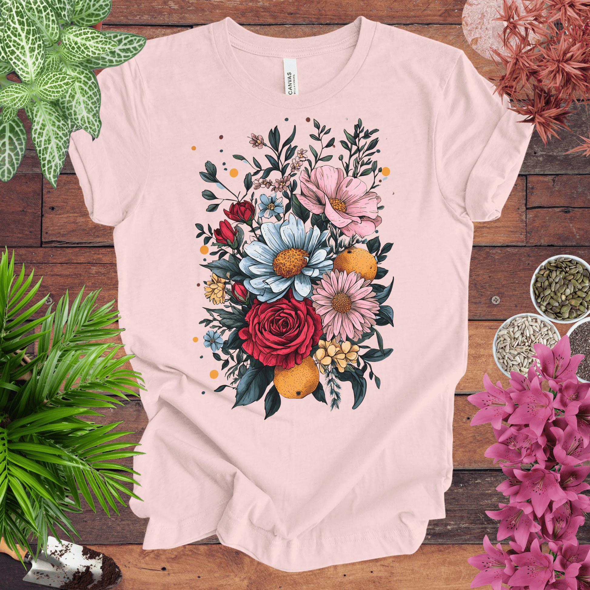 Printify T-Shirt Soft Pink / S Elegant Floral Citrus Arrangement T-Shirt