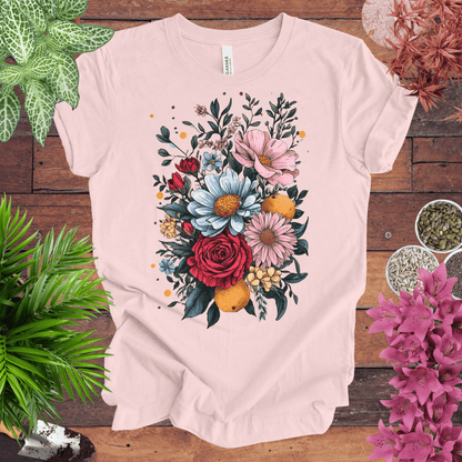 Printify T-Shirt Soft Pink / S Elegant Floral Citrus Arrangement T-Shirt