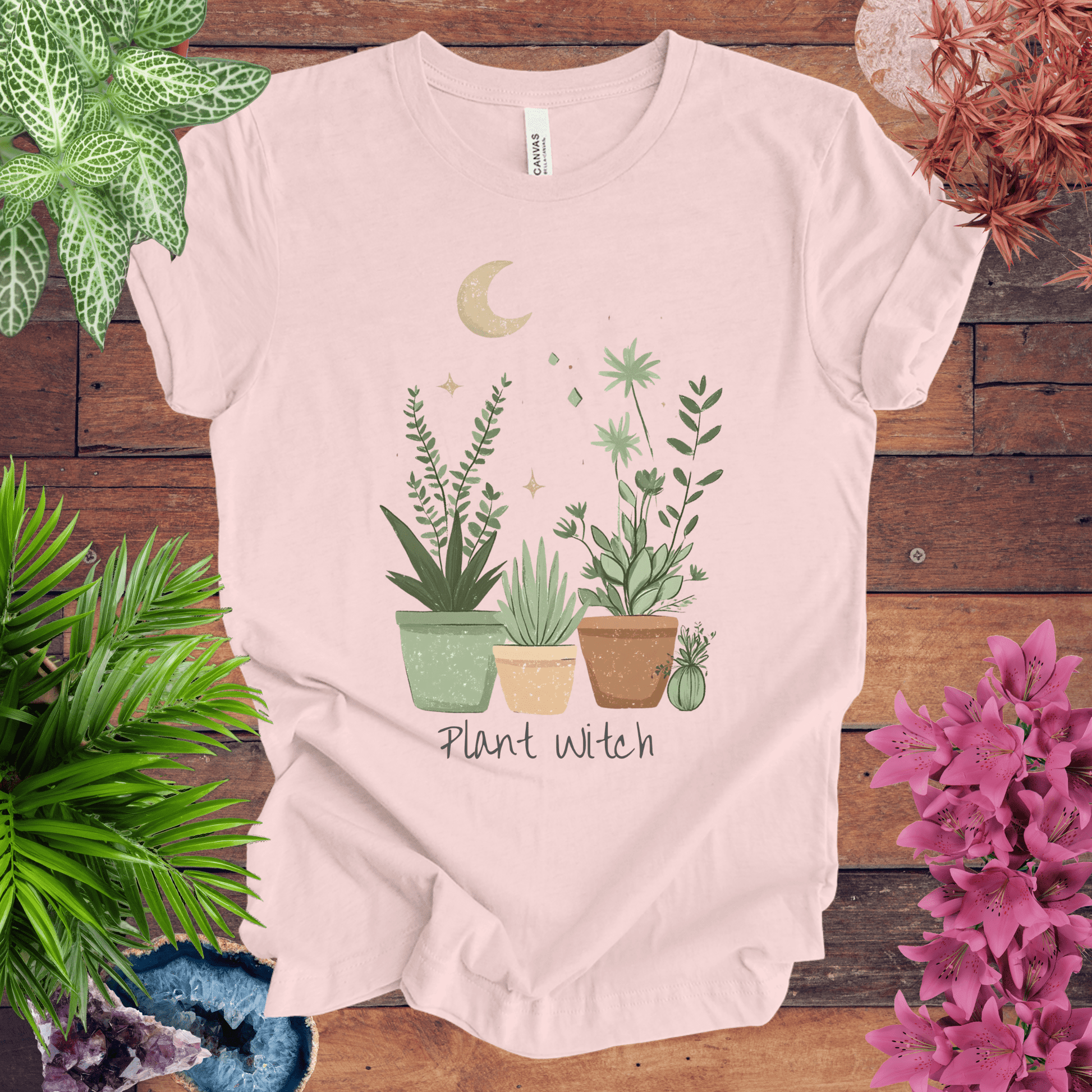 Printify T-Shirt Soft Pink / S Plant Witch - Moonlit Garden T-Shirt