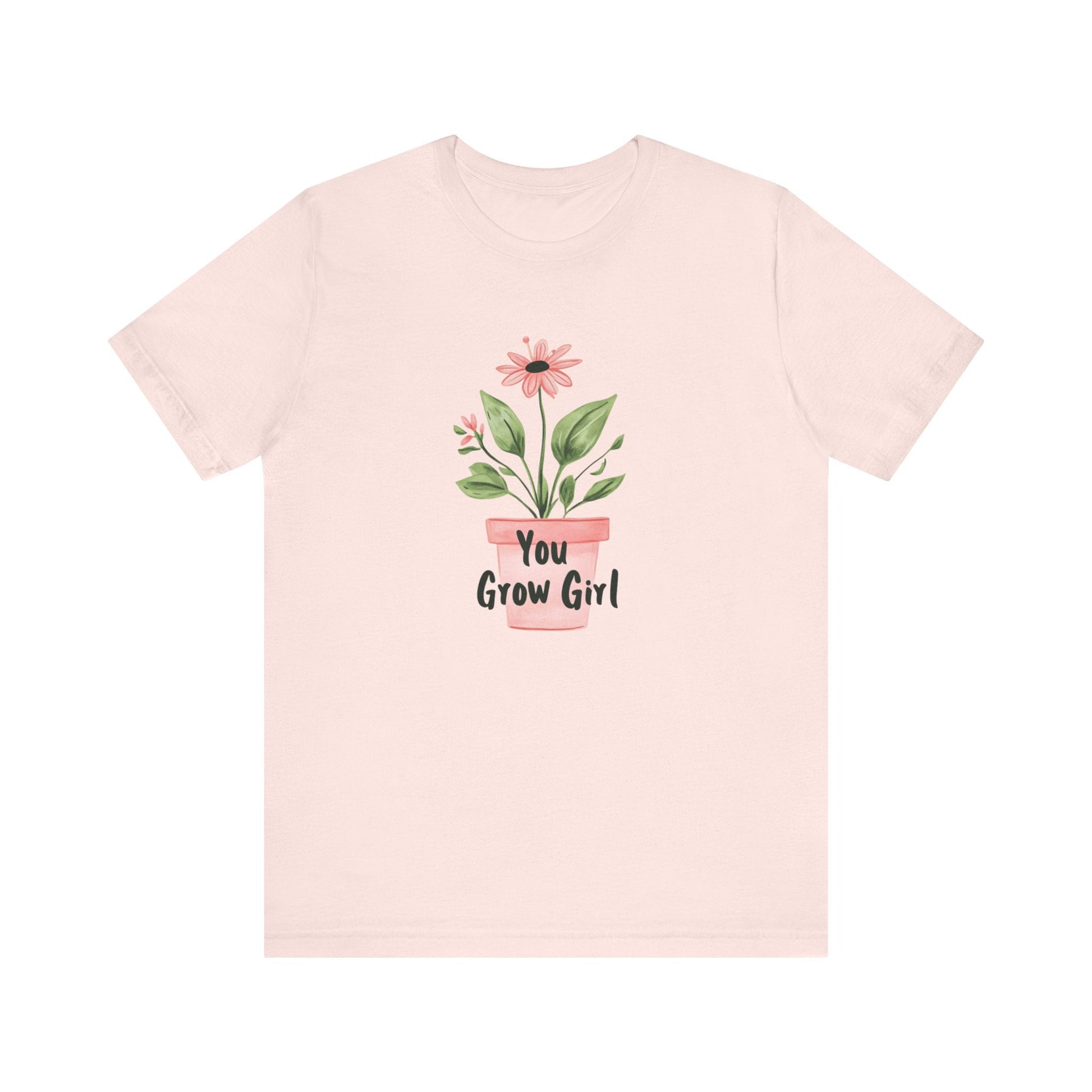 Printify T-Shirt Soft Pink / S You Grow Girl – Simple Watercolor Pot T-Shirt