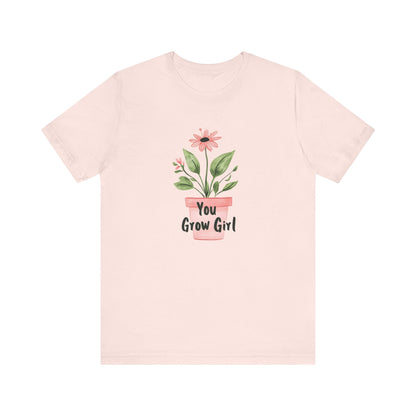 Printify T-Shirt Soft Pink / S You Grow Girl – Simple Watercolor Pot T-Shirt