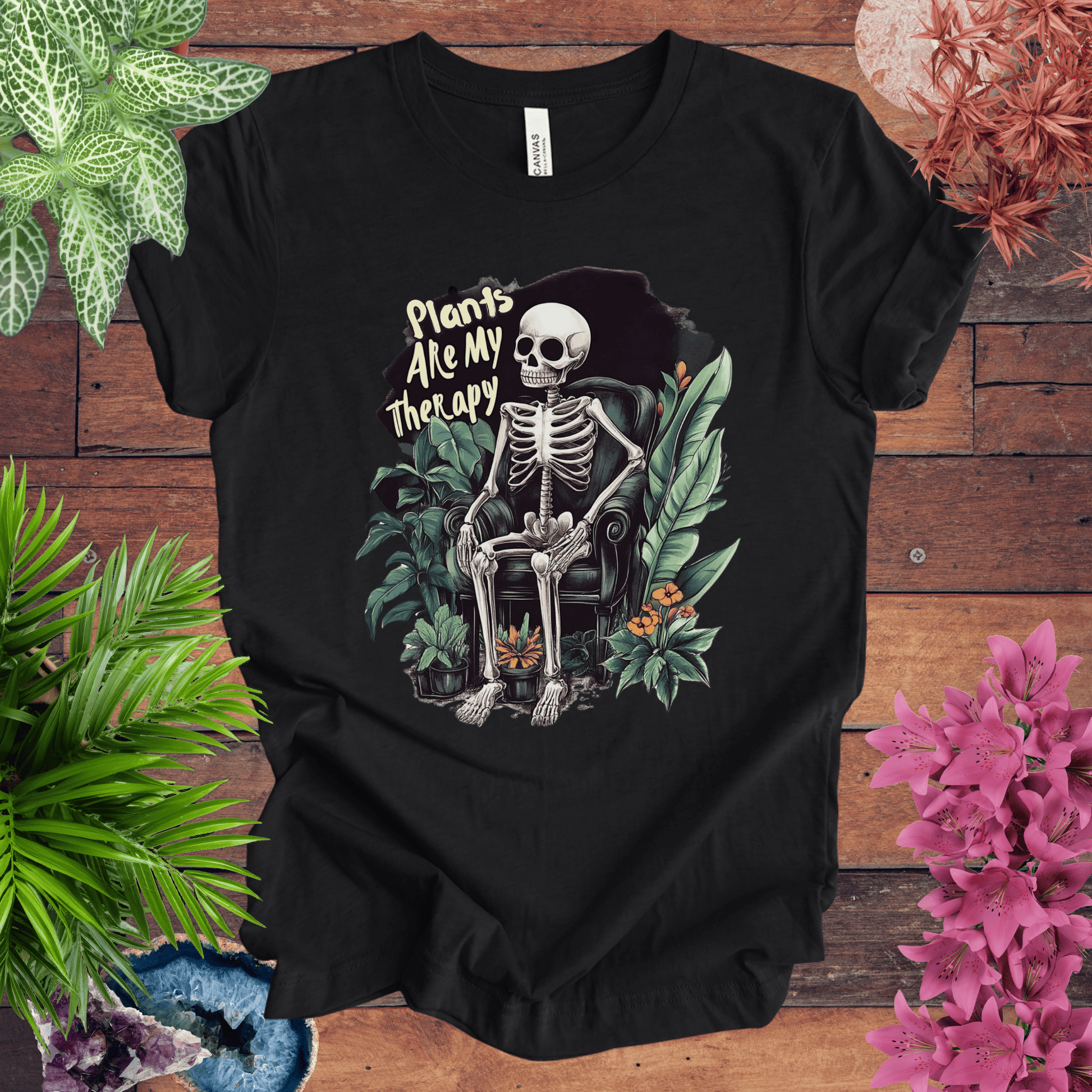 Printify T-Shirt Solid Black Blend / S Plants Are My Therapy T-Shirt