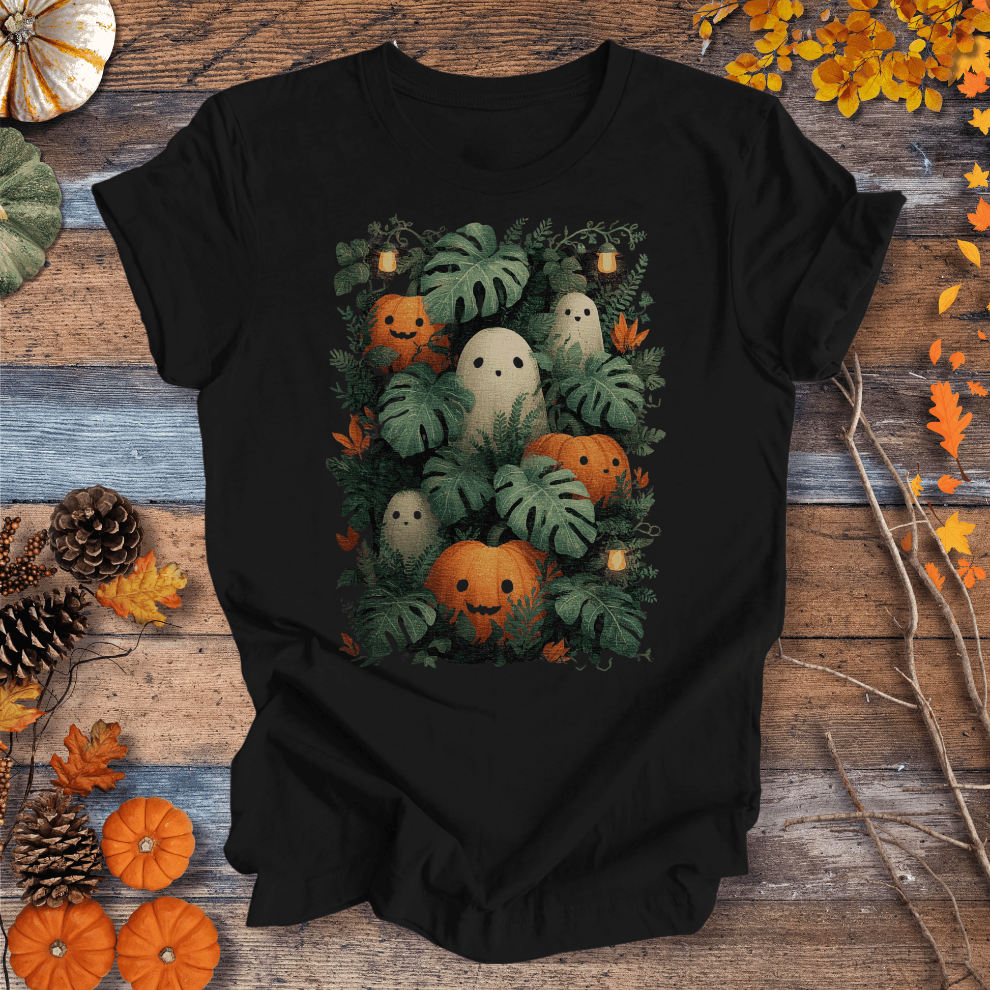 Printify T-Shirt Solid Black / XS Pumpkin Vibes Fall T-Shirt | Botanical Vibes Plant Lover Tee
