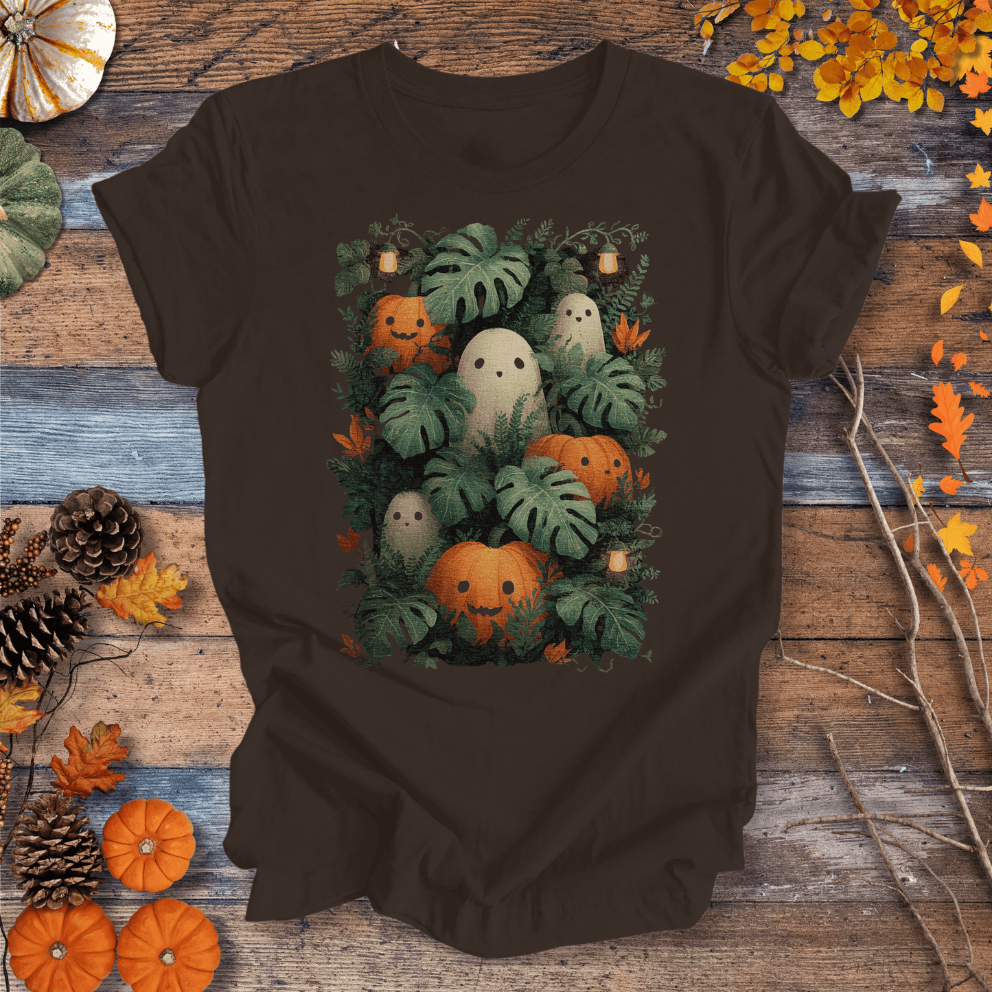 Printify T-Shirt Solid Dark Chocolate / S Pumpkin Vibes Fall T-Shirt | Botanical Vibes Plant Lover Tee