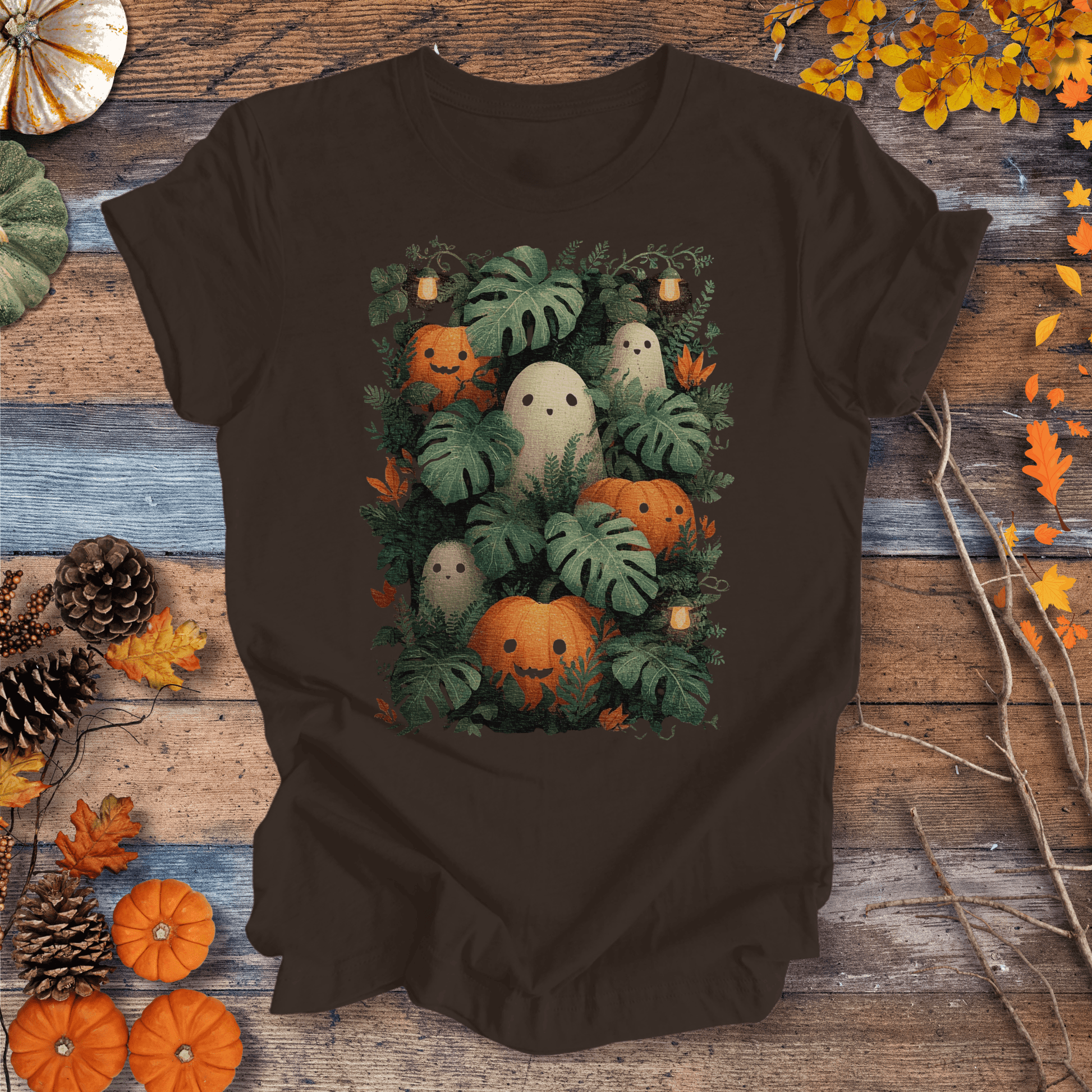 Printify T-Shirt Solid Dark Chocolate / S Pumpkin Vibes Fall T-Shirt | Botanical Vibes Plant Lover Tee