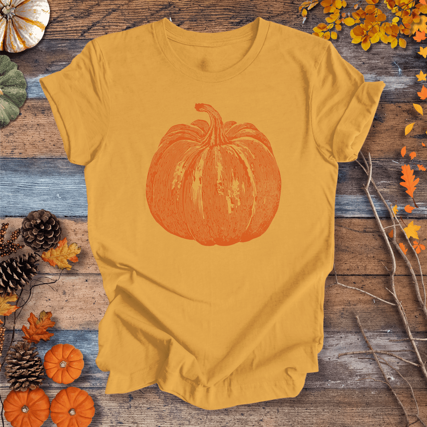 Printify T-Shirt Solid Gold / S Pumpkin Vibes Fall T-Shirt | Unisex Cotton Tee