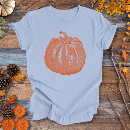Printify T-Shirt Solid Light Blue / S Pumpkin Vibes Fall T-Shirt | Unisex Cotton Tee