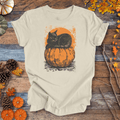 Moonlit Black Cat & Pumpkins Halloween Shirt – Unisex Cotton Tee