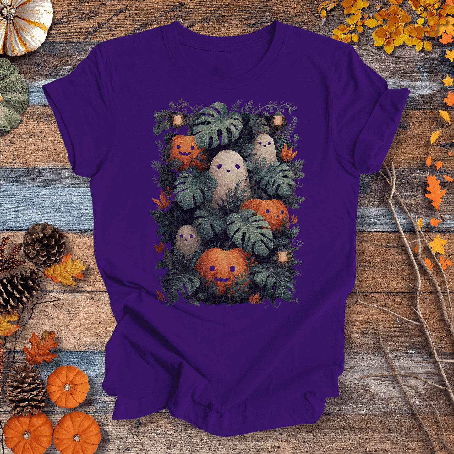Printify T-Shirt Solid Purple Rush / S Pumpkin Vibes Fall T-Shirt | Botanical Vibes Plant Lover Tee