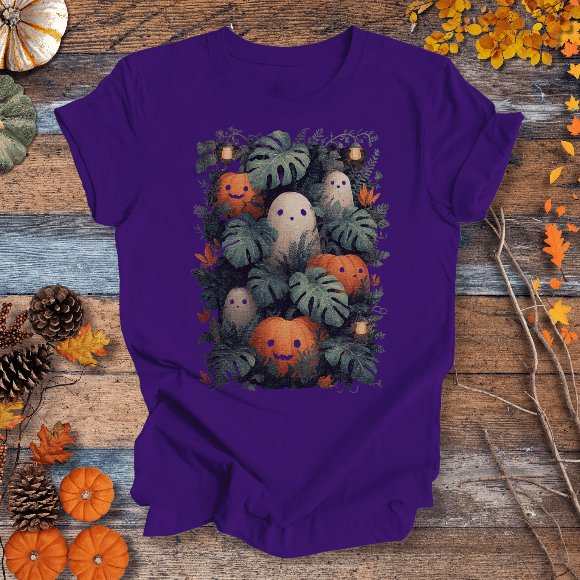 Printify T-Shirt Solid Purple Rush / S Pumpkin Vibes Fall T-Shirt | Botanical Vibes Plant Lover Tee