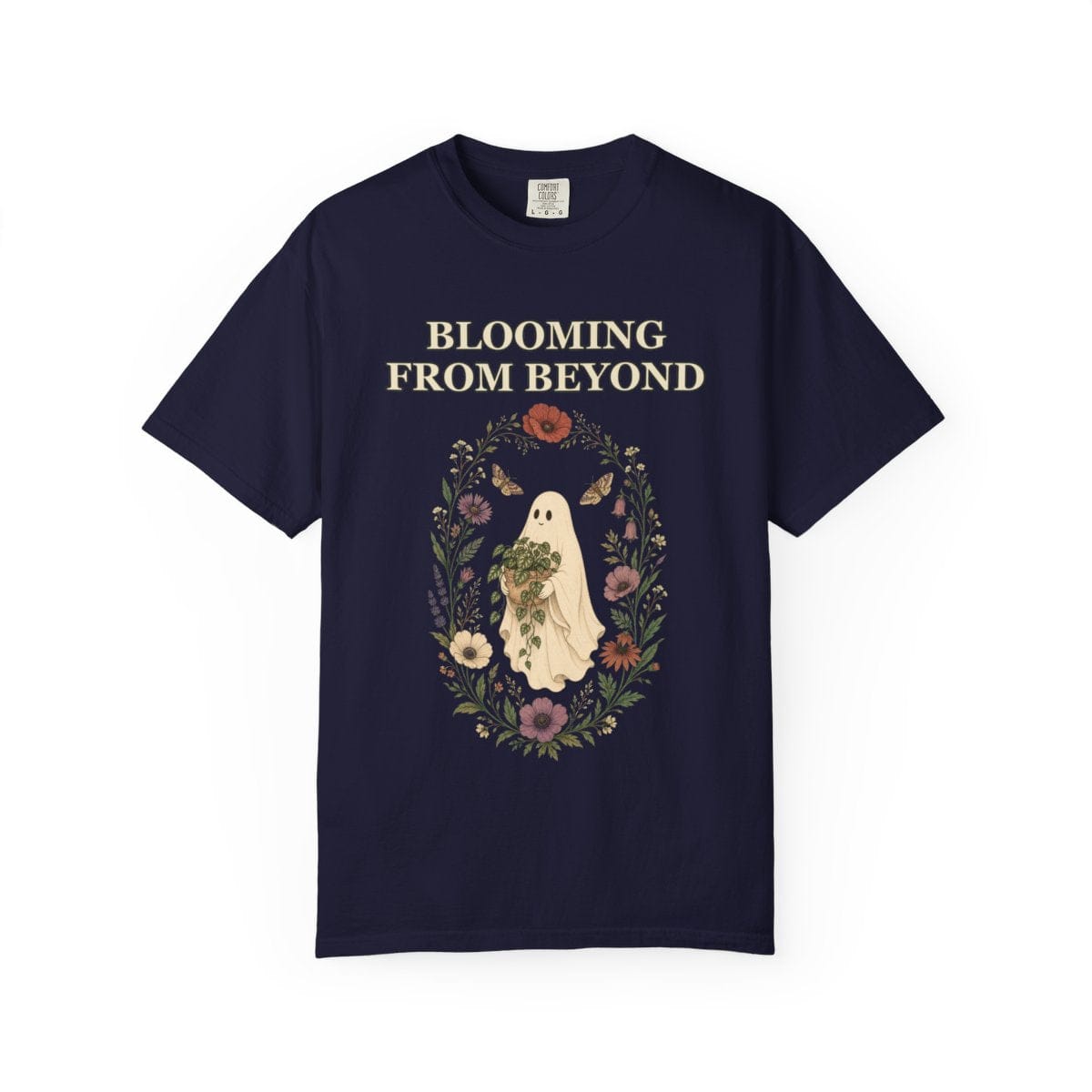 Botanical Vibes T-Shirt True Navy / S Floral Ghost Halloween Shirt - Cottagecore Plant Tee