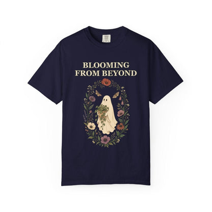 Botanical Vibes T-Shirt True Navy / S Floral Ghost Halloween Shirt - Cottagecore Plant Tee