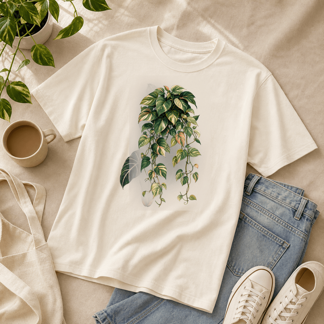 Printify T-Shirt Variegated Pothos Graphic T-Shirt - Plant Lover Gift