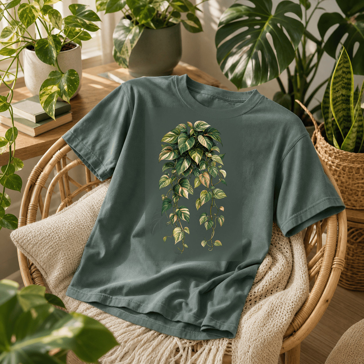 Printify T-Shirt Variegated Pothos Graphic T-Shirt - Plant Lover Gift