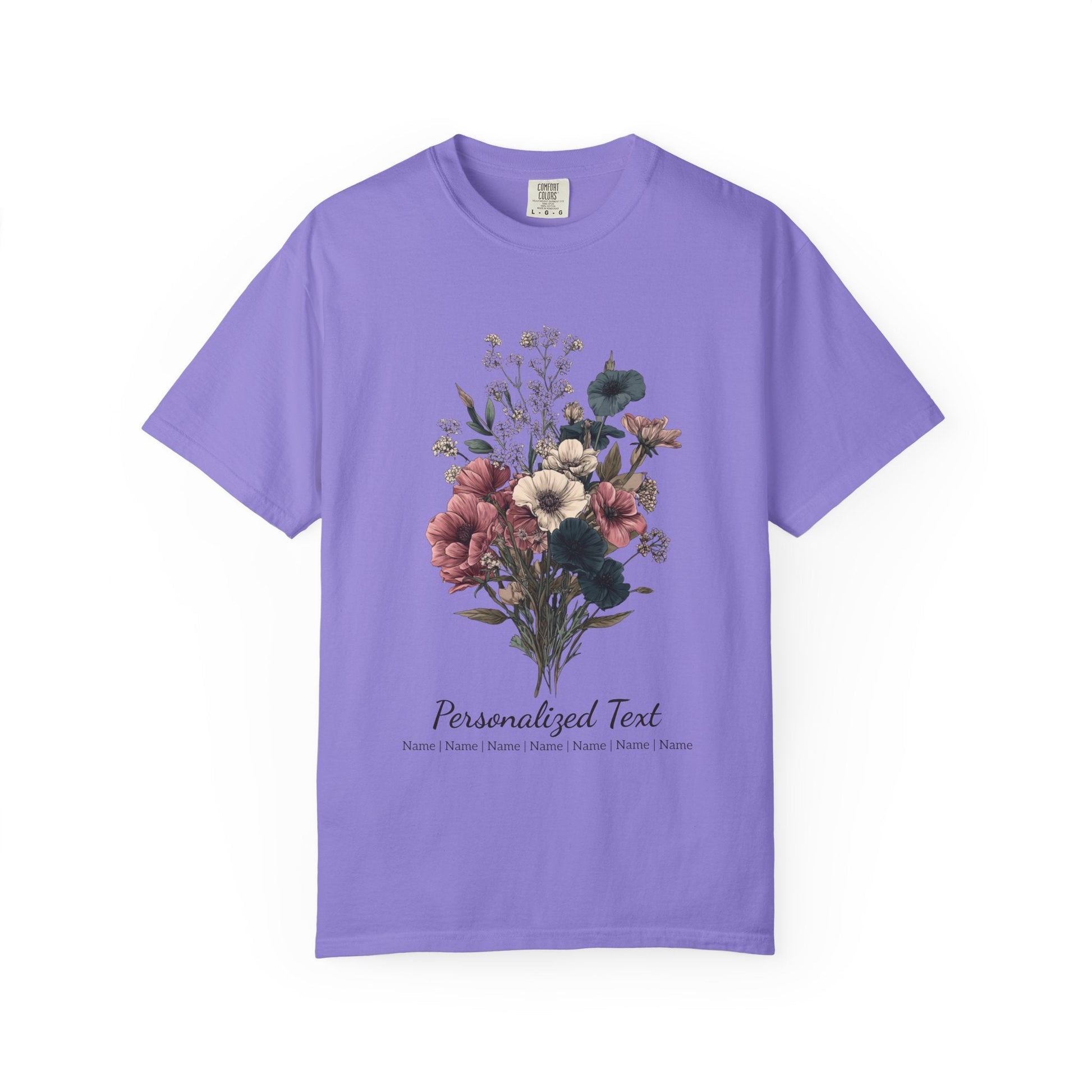 Printify T-Shirt Violet / M Personalized Gardening T-Shirt – Custom Garden Bouquet Gift for Plant Lovers