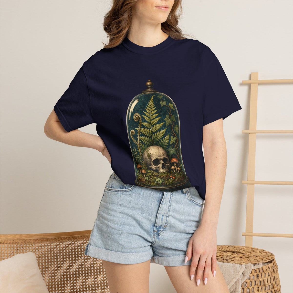 Botanical Vibes T-Shirt Violet / M Skull Terrarium Fern T-Shirt - Gothic Houseplant Art