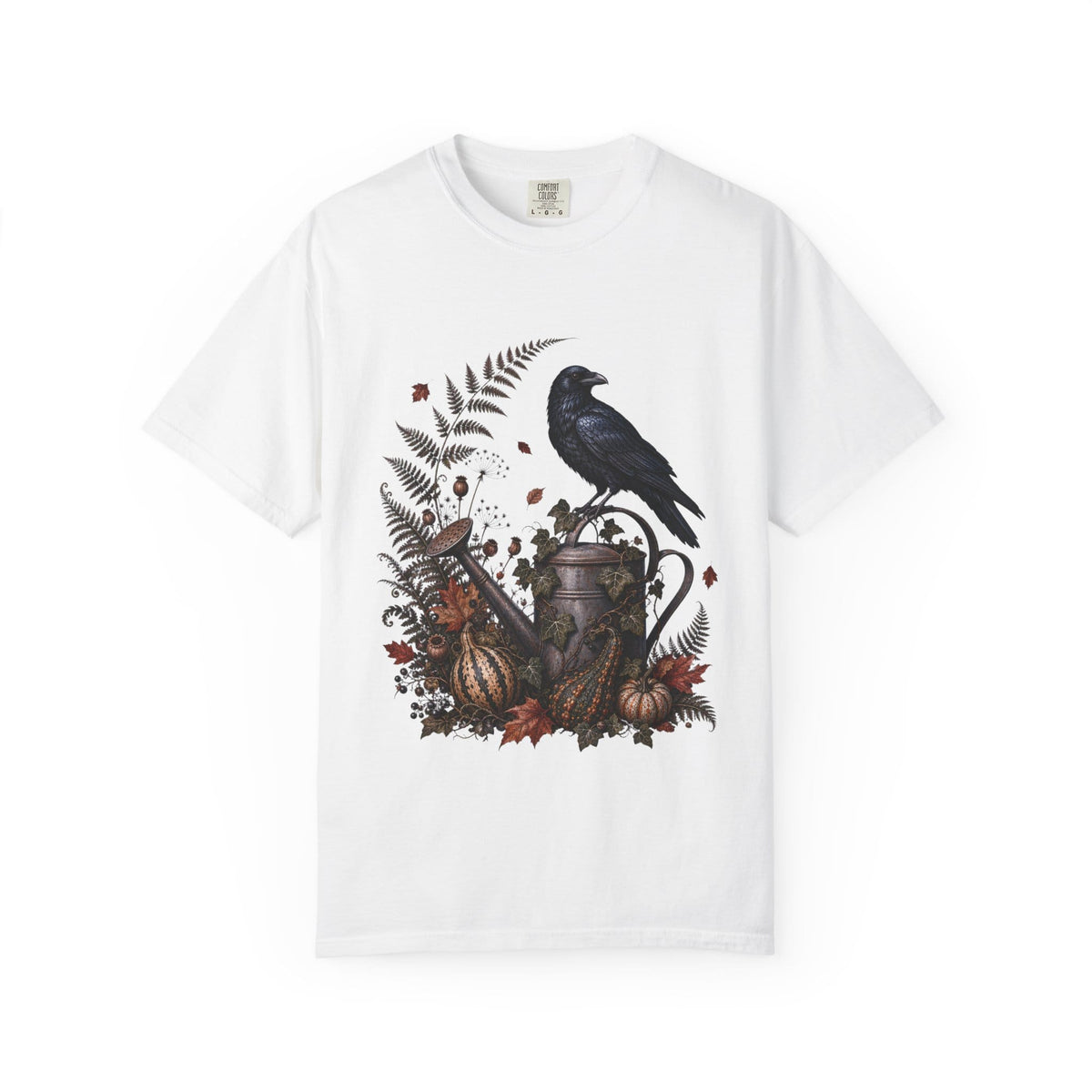 Botanical Vibes T-Shirt White / M Raven Watering Can T-Shirt - Gothic Garden Art