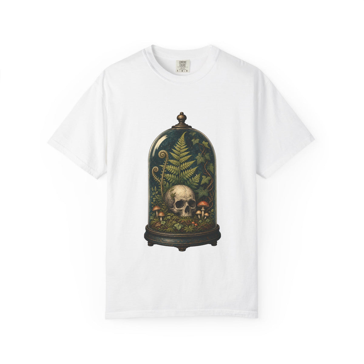 Botanical Vibes T-Shirt White / M Skull Terrarium Fern T-Shirt - Gothic Houseplant Art