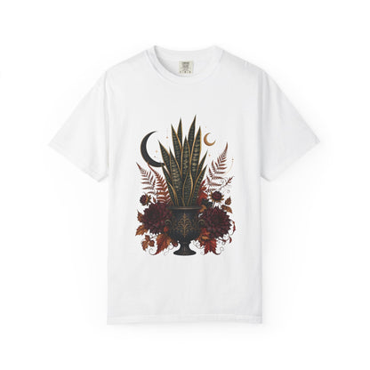 Botanical Vibes T-Shirt White / M Snake Plant Gothic Urn T-Shirt - Dark Botanical Art