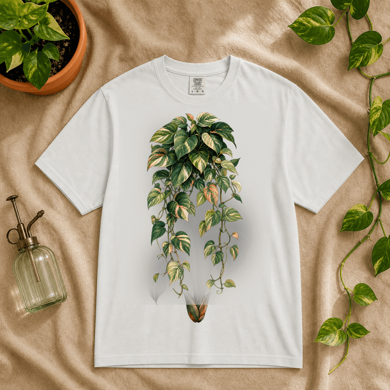 Printify T-Shirt White / M Variegated Pothos Graphic T-Shirt - Plant Lover Gift