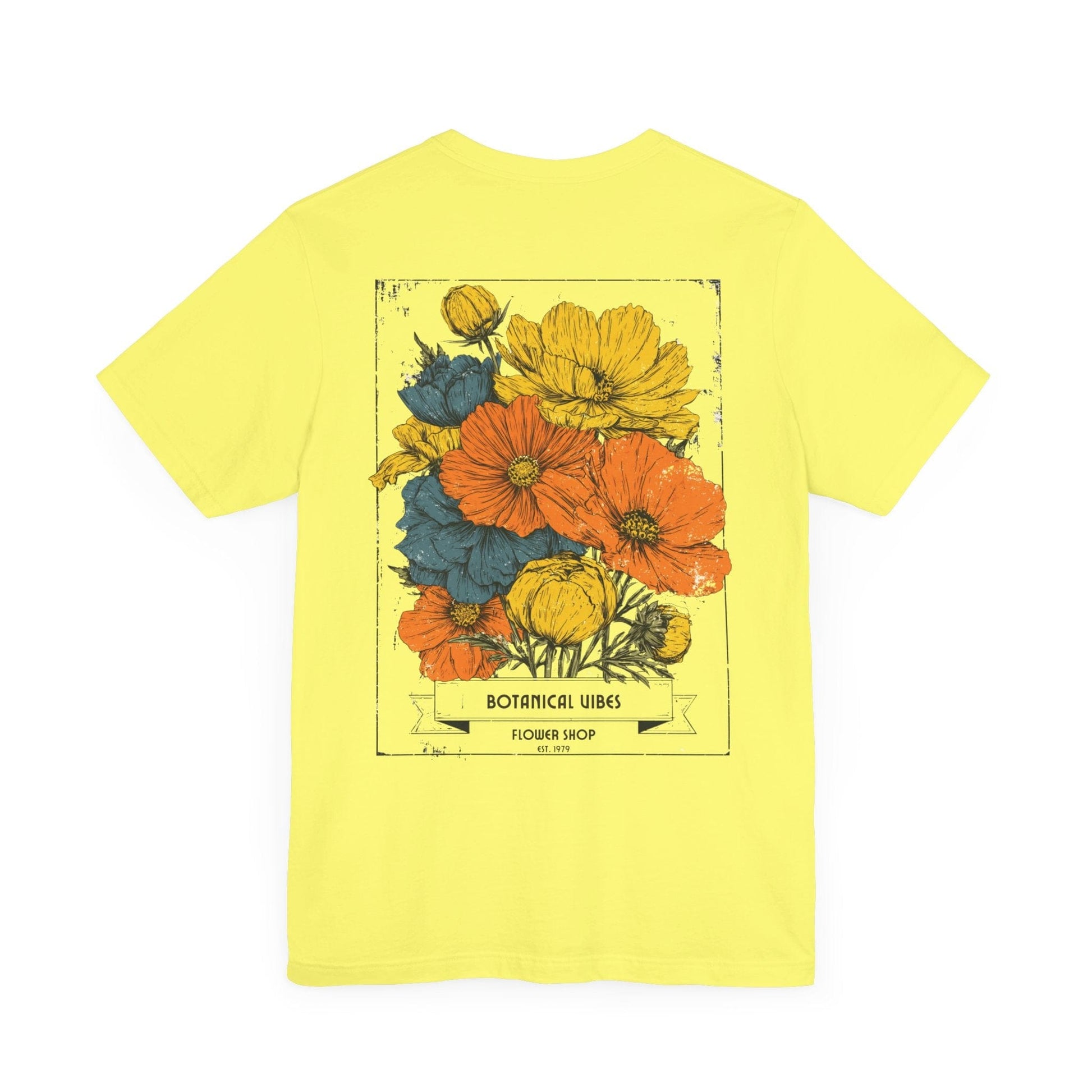 Printify T-Shirt Yellow / S Botanical Vibes Flower Shop Tee | Vintage Floral Back Print T-Shirt