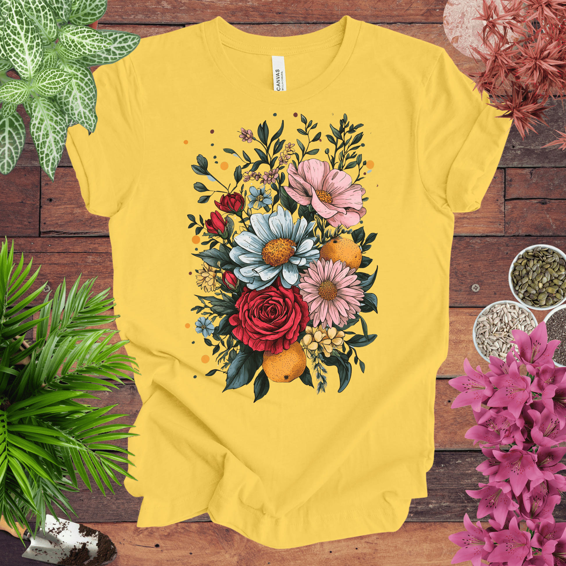 Printify T-Shirt Yellow / S Elegant Floral Citrus Arrangement T-Shirt