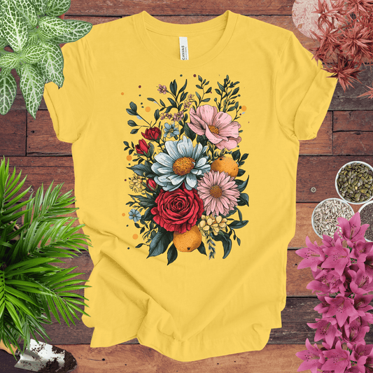 Printify T-Shirt Yellow / S Elegant Floral Citrus Arrangement T-Shirt