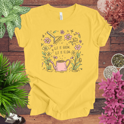 Printify T-Shirt Yellow / S Pink Watering Can Floral T-Shirt