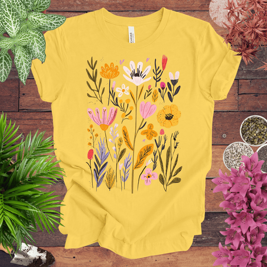 Printify T-Shirt Yellow / S Whimsical Floral Bouquet T-Shirt