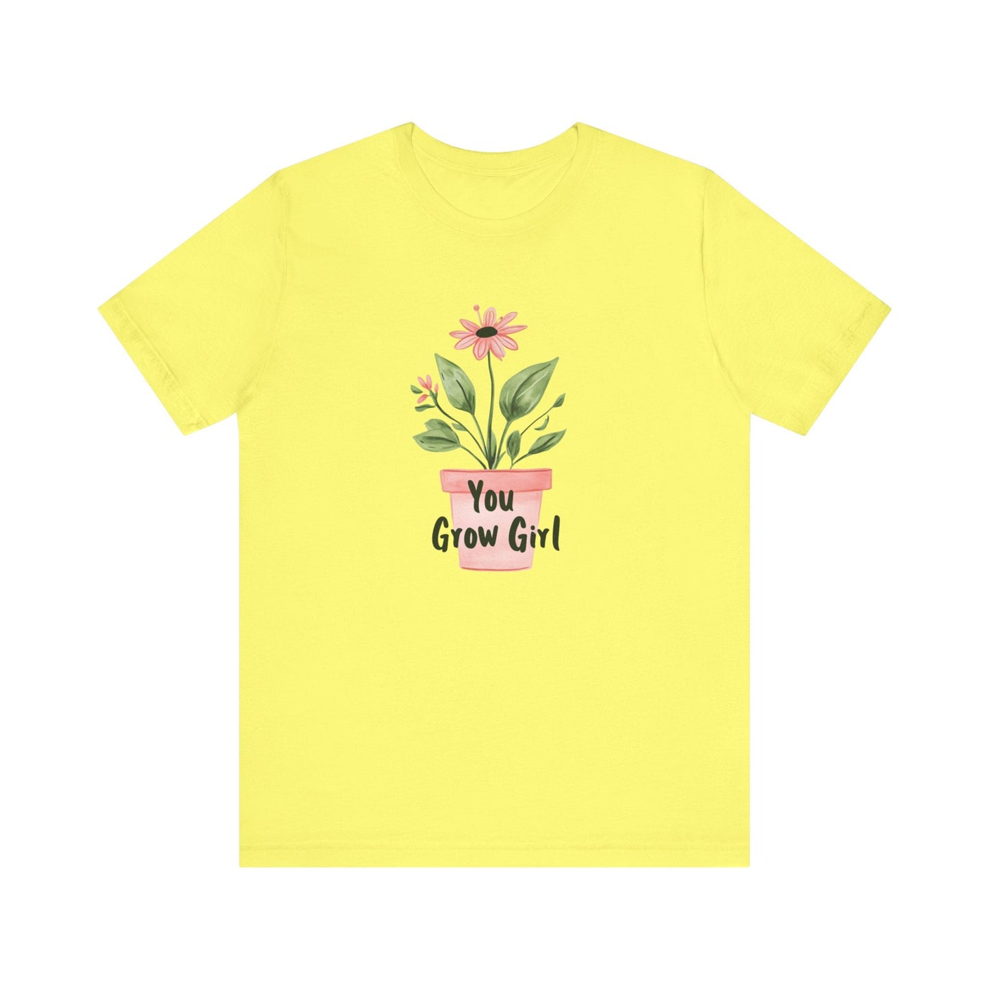 Printify T-Shirt Yellow / S You Grow Girl – Simple Watercolor Pot T-Shirt