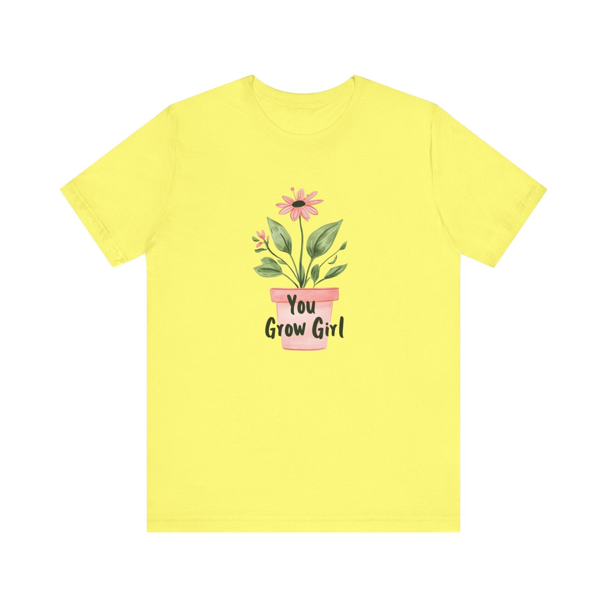 Printify T-Shirt Yellow / S You Grow Girl – Simple Watercolor Pot T-Shirt