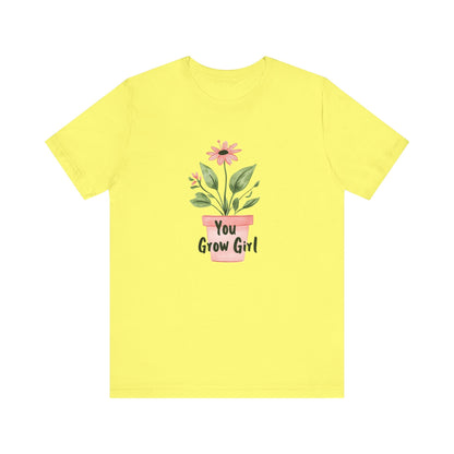 Printify T-Shirt Yellow / S You Grow Girl – Simple Watercolor Pot T-Shirt