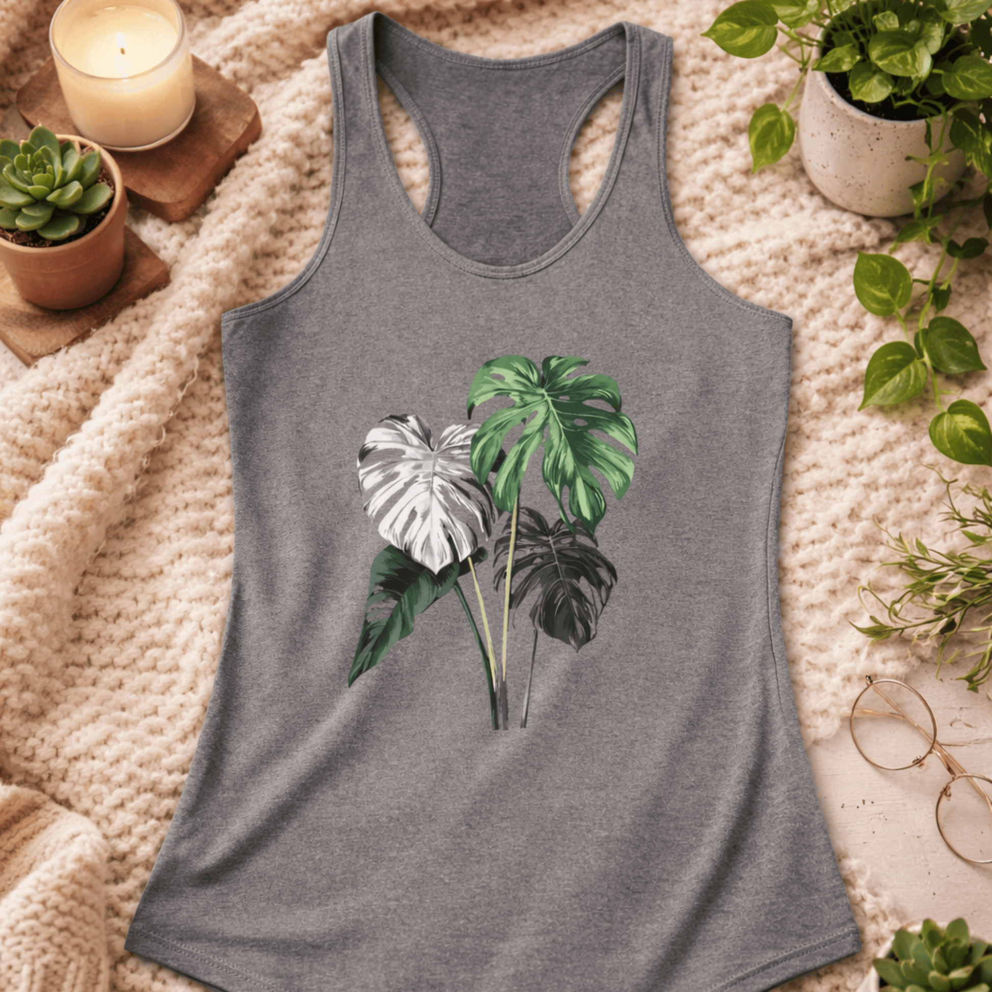 Monstera Plant Racerback Tank Top