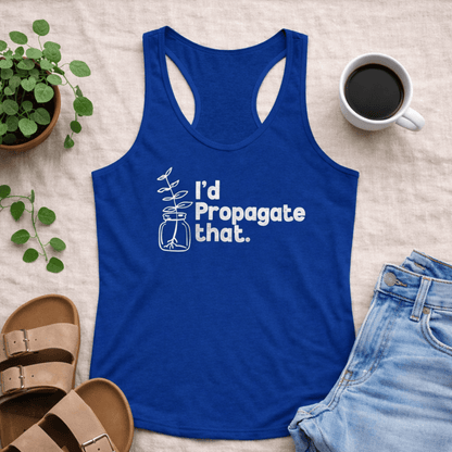 Printify Tank Top S / Solid Royal Plant Lover Racerback Tank Top – “I’d Propagate That”
