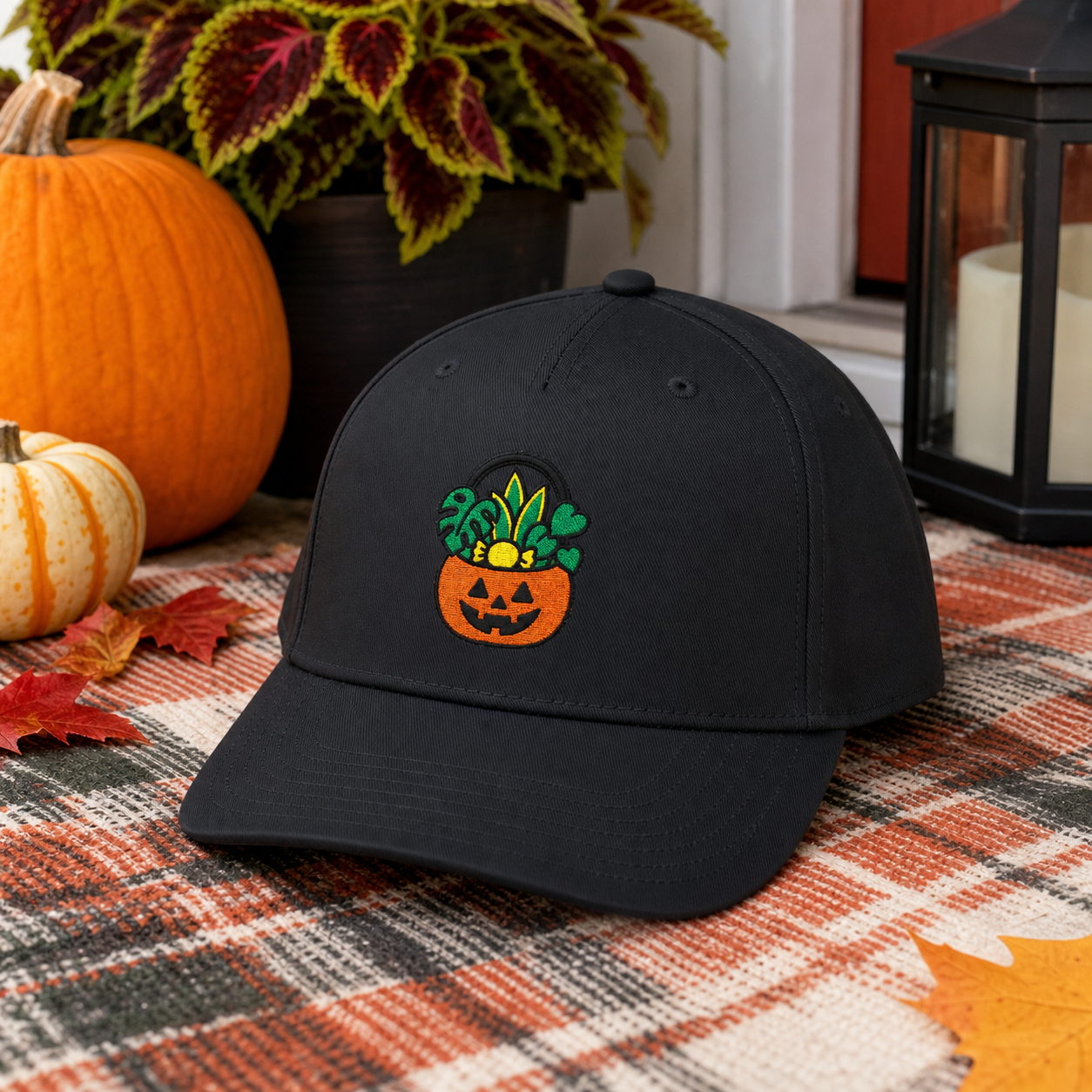 Treat Your Plants embroidered hat in Black
