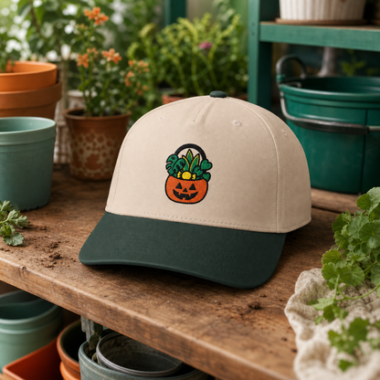 Treat Your Plants embroidered hat in Dark Green / Natural