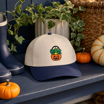 Treat Your Plants embroidered hat in Navy / Natural