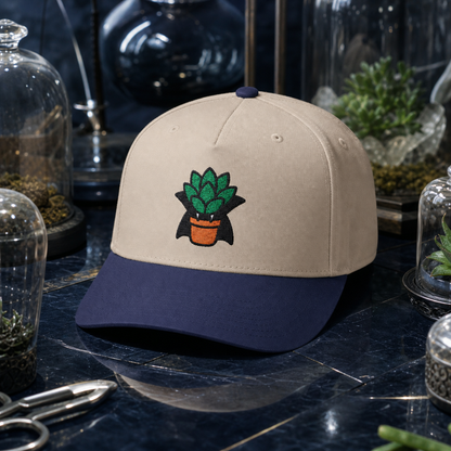 Vampire Succulent embroidered hat in Navy / Natural