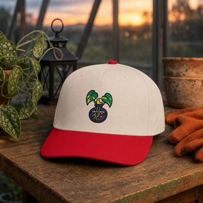 Witch's Pothos Cuttings embroidered hat in Red / Natural